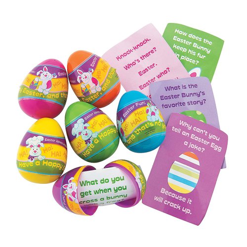 Fun Express Prefilled Easter Eggs, Stuffed Joke Easter Eggs, 12 Pieces, Easter Hunt Party Supplies