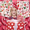 111 PCS Christmas Candy Cane Birthday Party Decorations Favors Supplies Decor Christmas Sweet Candy Red and White Xmas Temporary Tattoos Stickers Gifts For Girls Boys Classroom School Prizes Reward
