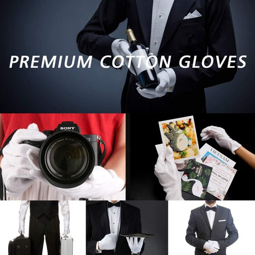 ENPOINT 10 Pairs Archival Photo Gloves, White Work Gloves for Handling Art Working Photography Womens Cloth Gloves Liners Bulk for Handling Jewelry, Film, Photo, Coin Metal Inspection Men & Women