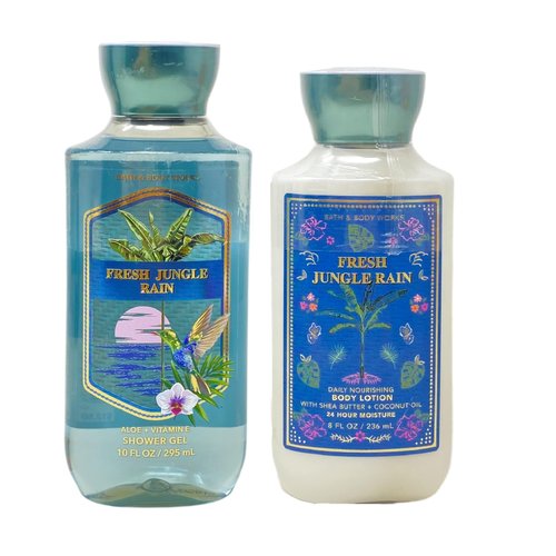 Generic Bath and Body Work Fresh Jungle Rain - Duo Gift Set - Shower Gel and Body Lotion