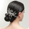 CASOLVX Crystal Wedding Hair Comb Pearl Crystal Hair Piece Bride Side Comb Hair Accessories for Women and Bride Handmade Jewelry(Silver)