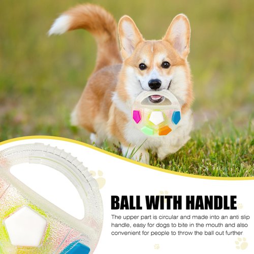 YOOGAO Pet Dog Toy Ball with Handle, Toss and Fetch Play, Interactive Ball for Dogs Playing, Squeaky Floating (Transparent)