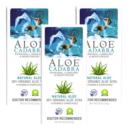 Aloe Cadabra Water-Based Personal Lubricant, Lube for Couples, for Him & Her, Natural Aloe, 2.5 Ounce (Pack of 3)