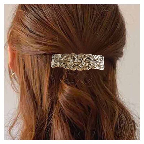 Yheakne Vintage Geometric Gold Hammered Textured Metal Rectangle Hair Clip Decorative Headwear Ha...