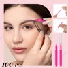 Lallisa 100 Pieces Micro Eyebrow Brush with Cap Brow Lamination Brush Eyebrow Brush Eyelash Brush Multifunctional Micro Lash Comb for Eyelash and Eyebrow Extensions Tool (Pink)