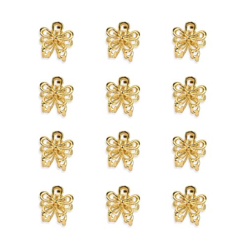 YISSION Hair Accessories: 12PCS Cute Mini Gold Metal Flower Clips for Thin and Thick Hair - Barrettes and Claws for Women and Girls
