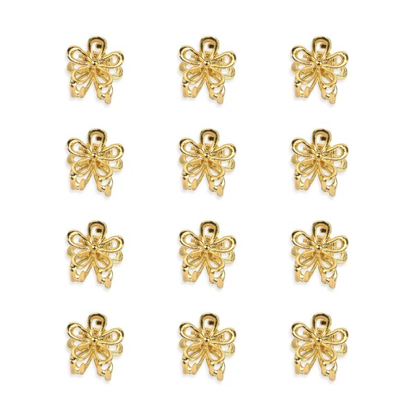 YISSION Hair Accessories: 12PCS Cute Mini Gold Metal Flower Clips for Thin and Thick Hair - Barrettes and Claws for Women and Girls