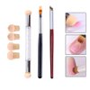 WOKOTO 3Pcs Ombre Nail Art Brush Set Wooden Gel Builder Brush Double Head Nail Gradient Shading Pen With 4 Replaceable Sponge Heads Manicure Tools