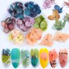 XICHEN 50 PCS/7 Color Box Hydrangea Petals of Dry Flowers Nail Art Stickers Natural Nail Supplies Curved Tweezers with Professional