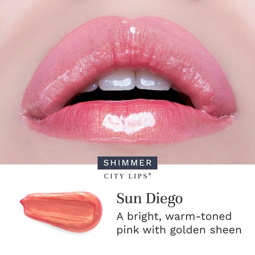 City Beauty City Lips - Plumping Lip Gloss - Hydrate & Volumize - All-Day Wear - Hyaluronic Acid & Peptides Visibly Smooth Lip Wrinkles - Cruelty-Free (Sun Diego)