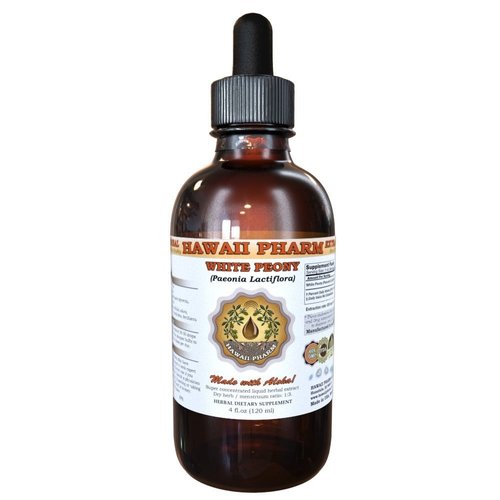 White Peony Organic White Pony (Paeonia Lactiflora) Tincture, Herbal Supplement, Hawaii Pharm, Made in USA, 4 fl.oz