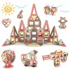 AOMACO 128PCS Magnetic Tiles 3D Castle Magnetic Building Blocks STEM Learning Toys for Kids Magnet Stacking Blocks for Girls & Boys Brain Development Preschool Educational Toys Gift