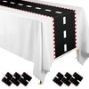 Preboun 6 Pcs Plastic Checkered Table Runner 14 x 108 Inch Racetrack Road Table Runner for Two Fast Car Theme Birthday Racing Party Decor Events Supplies (Black Red White Race Track)