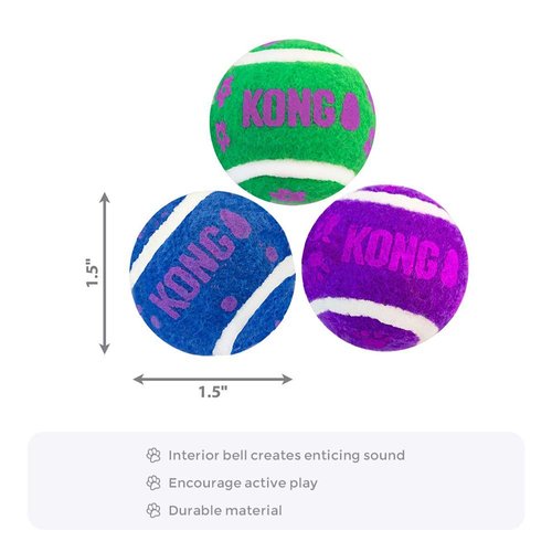 KONG - Cat Active Tennis Balls with Bells - Juguete para gatos con un cascabel dentro - Pack de 1