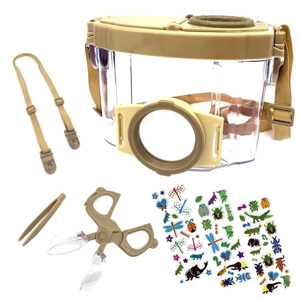 JTCJozz Bug Catcher Kit, Bug Collection Kit, Outdoor Nature Explorer Kit with Tweezers, Stickers, Science Educational Kit, Bug Observation Container for Boys and Girls (Gold)