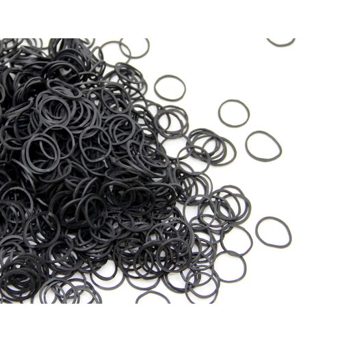 Mini Rubber Black Elastic Hair Ties Bands with a Box, BEBEEPOO 2500pcs Small Black Rubber Bands for Hair, Soft - No Damage - STRONG - REUSEABLE (2500pcs black)