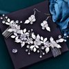 ULAPAN Rhinestone Bridal Headpiece with Combs for Wedding Headbands Bride Flowergirl Women Crystal Silver (Silver comb and earrings)