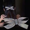 LINAYOHA 1Pcs Rhinestones Hair Barrettes For Women Girls Sparkly Glitter Crystal Rhinestones Ponytail Holder Hair Bow Clip Bridal Hair Pins Decorative Hair Accessories Christmas Gift