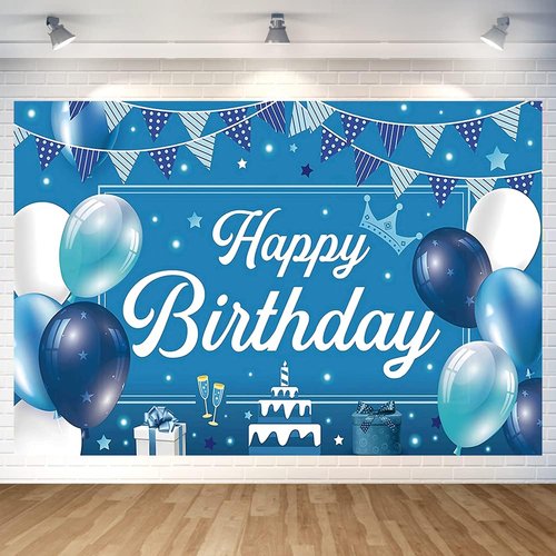 Blue Birthday Party Backdrop Blue Happy Birthday Banner Blue Photography Background for Home Decorations Party Supplies 70.8 x 47.2 Inch