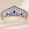 HEWEICSY Blue Tiaras and Crowns for Women,Wedding Tiara for Bride,Rhinestone Queen Crown,Crystal Costume Hair Accessories for Birthday Prom Party