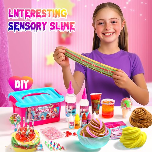 wtelnbton Mini Cake Slime Kit, DIY Slime Making Set with Containers,Cake Making Butter Slime, Super Soft Sludge Toy, Stress Relief Toys, Party Favors for Kids, for Girls Boys