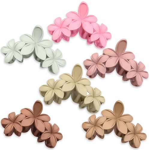 Bmobuo Flower Claw Clips 6PCS Matte Flower Hair Clips 4.1Inch Hawaiian Flower Hair Clips for Thic...