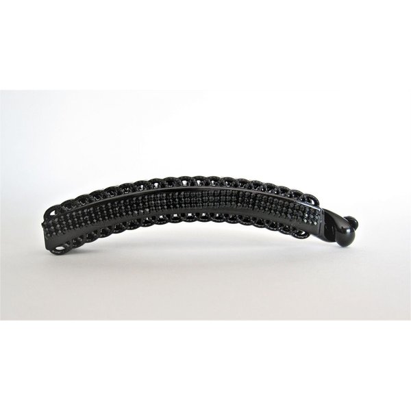 Generic Black sparkly crystal banana hair clip with rhinestones medium fine hair
