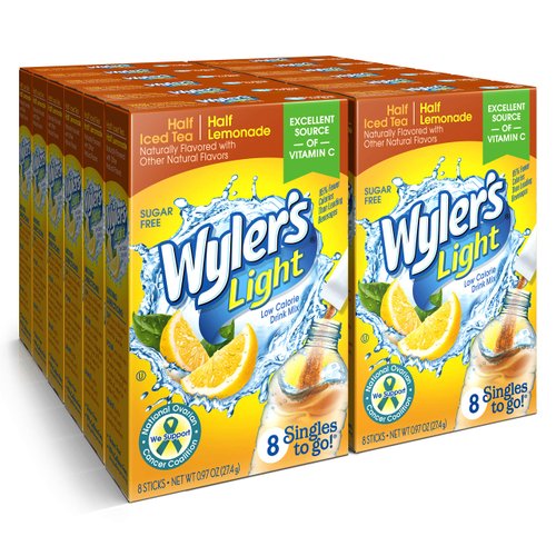 Wyler's Light Singles To Go Powder Packets, Water Drink Mix, Half Iced Tea/Half Lemonade, 96 Single Servings (Pack of 12)