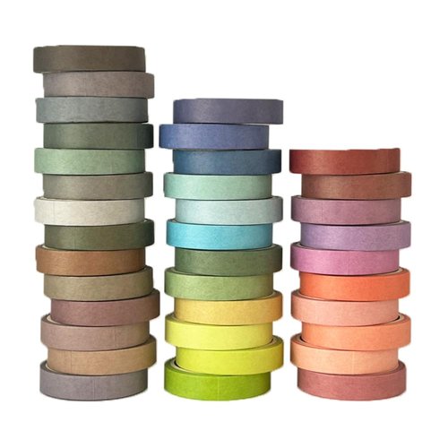 36 Rolls Washi Tape Set, Pastel Washi Tape Colorful Masking Tape 10mm Wide, Decorative Tape for Bullet Journal, Book, Planner, Scrapbooking, DIY Arts Crafts, Gift Packaging