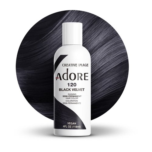 Adore Semi Permanent Hair Color - Vegan and Cruelty-Free Blue Hair Dye - 4 Fl Oz - 120 Black Velvet (Pack of 1)