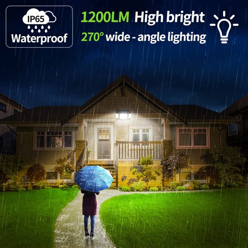 intelamp Solar Outdoor Lights,6000mAh Motion Sensor with Dual Sensors,Waterproof Flood Lights 270°Wide Angle for Outside with 3 Modes