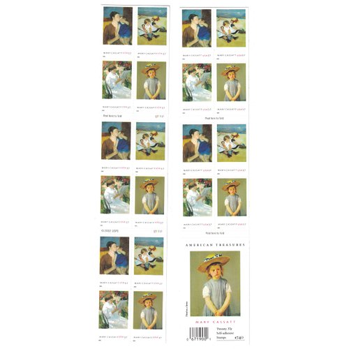 Mary Cassatt: American Treasures, Full Booklet of 20 x 37-Cent Postage Stamps, USA 2003, Scott 3804-07