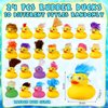 VercanMonth 24 Pcs Rubber Ducks Bath Toys with Wig and Blue Flower Sunglasses, Tiny Funny Rubber Ducks Bulk Cruise Ducks for Bath Shower Birthday Gifts Summer Pool Cruise Party Favors, Random Style