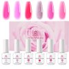 Makartt Jelly Gel Nail Polish Kit 6 Color 8ml Light Baby Hot Pink Red Translucent Soak Off Nail Gel Polish Crystal Glitter Korean Spring Color Wedding Diy At Home