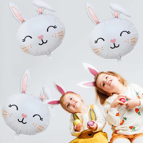 HADCKJA Bunny Balloons Easter Balloons Rabbit Head Foil Balloons for Easter Themed Party Easter Bunny Birthday Party Supplies Decorations Party Sets-5 PCS
