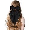 3Pcs Silky Satin Hair Bows Clips for Women White Hair Bow Black Hair Bow Brown Hair Bow Hair Ribbons Oversized Long Tail Hair Barrettes Metal Clips for Girls Teens Hair Accessories