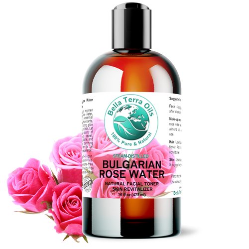 Rose Water 16 oz 100% Pure Facial Toner Cleanser Undiluted Organic - Bella Terra Oils