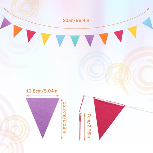 Outus 6 Sets Rainbow Pennant Banner Flags Garland Multicolor Bunting String Triangle Flags Bulk Rainbow Bunting for Carnival Birthday Party Festival Decorations(Vivid Colors)