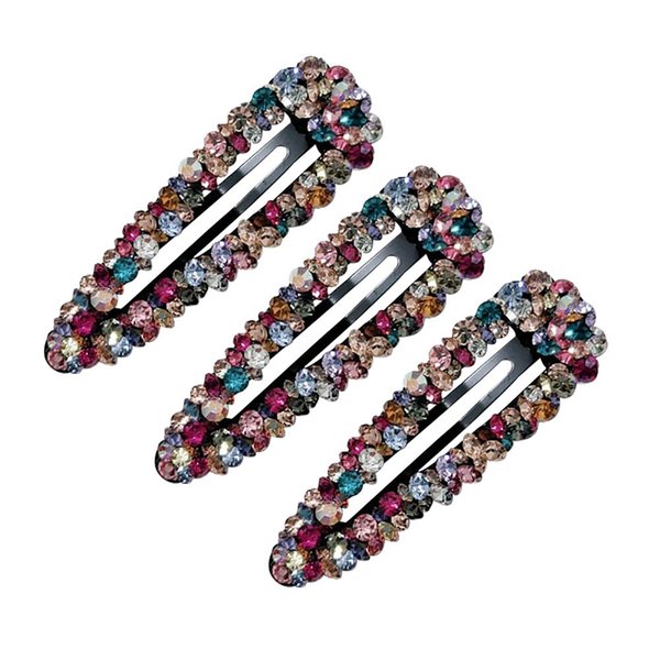 3 Pcs Rhinestone Snap Hair Clips Decorative Crystal Hair Barrettes Bling Party Hair Clips Bridal Prom Hair Barrettes Non Slip Hair Clip