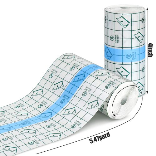 Transparent Dressing Adhesive Bandage Waterproof Bandage Clear Adhesive Bandages Stretch Tape for Tattoos Swimming (3.94 Inch x 5.47 Yard)