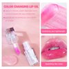 Color Changing Lip Oil,Clear to Pink Magic Big Brush Color Changing Hydrating Lip Glow Oil,Long Lasting Nourishing Non-sticky Lip Oil Tinted for Lip Care and Dry Lips (Pink+Transparent)