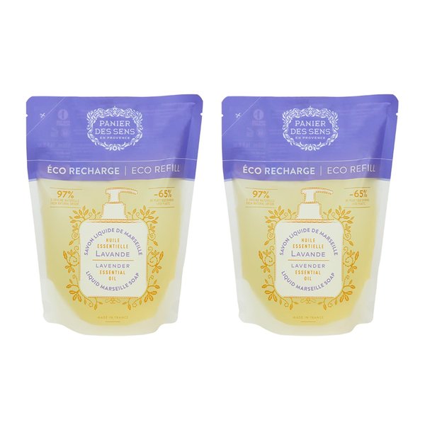 Panier des Sens Lavender Liquid Hand Soap refills, Liquid Marseille Soap - Made in France 97% natural - 2x 16.9Floz/500ml