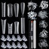Dual Nail Form Kit, 480pcs Dual Forms for Polygel, Stiletto Coffin Ballerina Nail Extension Forms, 10pcs Nail Clips With Nail Gel Brush Pen Nail Files Buffer, Nail Extension Kit for Beginner