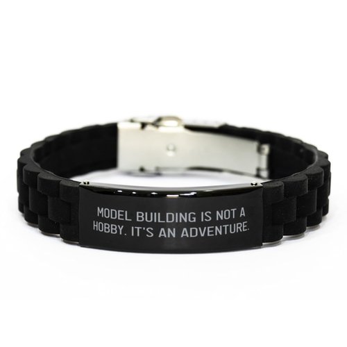Motivational Model Building Gifts, Model, Birthday Gifts, Black Glidelock Clasp Bracelet For Model Building from Friends, Model kits, Building toys, STEM toys, Construction toys, Tinker toys