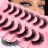 7 Pairs Cat-Eye Lashes Flu-ffy 16mm Fox Eye Lashes Curly Volume Eyelashes Faux Mink Lashes that Look Like Extensions Lashes Wispy False Eyelashes Natural Look(Z11)