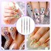 Jeffdad Nail Dotting Tool, 4 Pcs Professional Double-ended Nail Art Tools with Box, Dot Pen Metal Dot pen Nail Polish Paint Pen Dot Diamond Pattern Stainless Steel Dotting Tools Nail art(color)