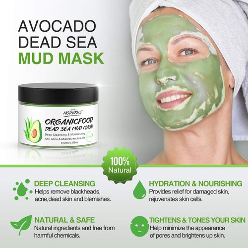 Clay Mask Avocado Dead sea Mud Stick Mask Natural Organic Green Tea Mud Mask Deep Cleansing Blackhead Removal Face Mask Nourishing Hydration Facial Mask With Blackhead Remover Extractor Tools (White)