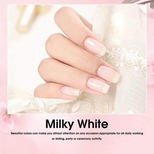 VENALISA Milky White Gel Nail Polish, 15ml Neutral Milky Off White Gel Polish Set Jelly Nude Color Translucent Nail Soak Off UV LED Nail Gel Polish Nail Art Starter Manicure Salon DIY at Home, 0.53 OZ