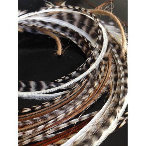 New Bohemian 13 pc Kit 6"-11" Feather Hair Extensions Kit 6 Long NATURAL Genuine Single Feathers & Variety of Micro Beads & Hook Tool (Colors Will Be Chosen Randomly)