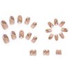 Almond Press on Nails Short Fake Nails with Floral Designs Cute Acrylic Nails Press ons Glossy Glue on Nails Nude Full Cover Artificial Stick on Nails for Women 24Pcs